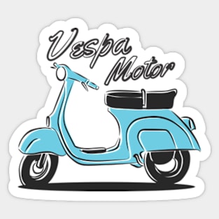 The Blue Vespa Motor Sticker